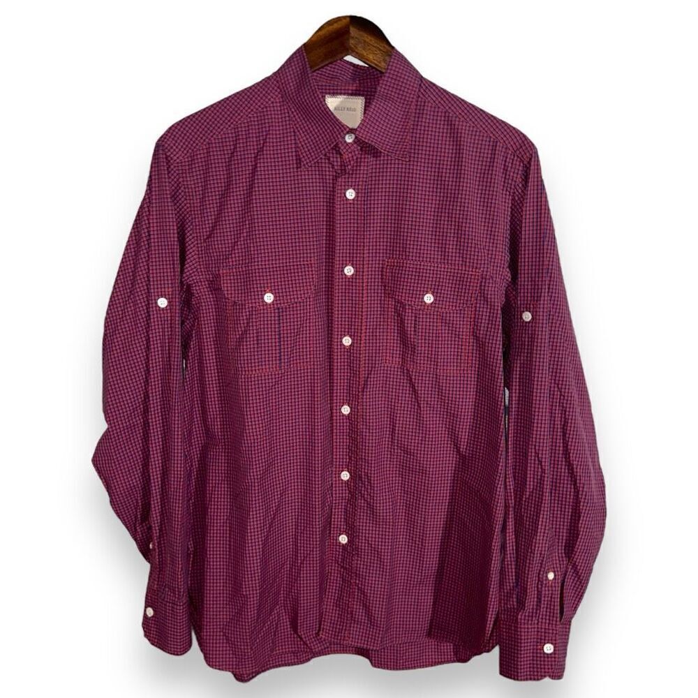 Billy Reid Red Check Made in Italy Button Up Shirt Size M